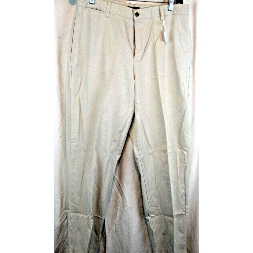 Mens Dockers Khaki Flat Front Cotton Chino Pants sz 34x32
